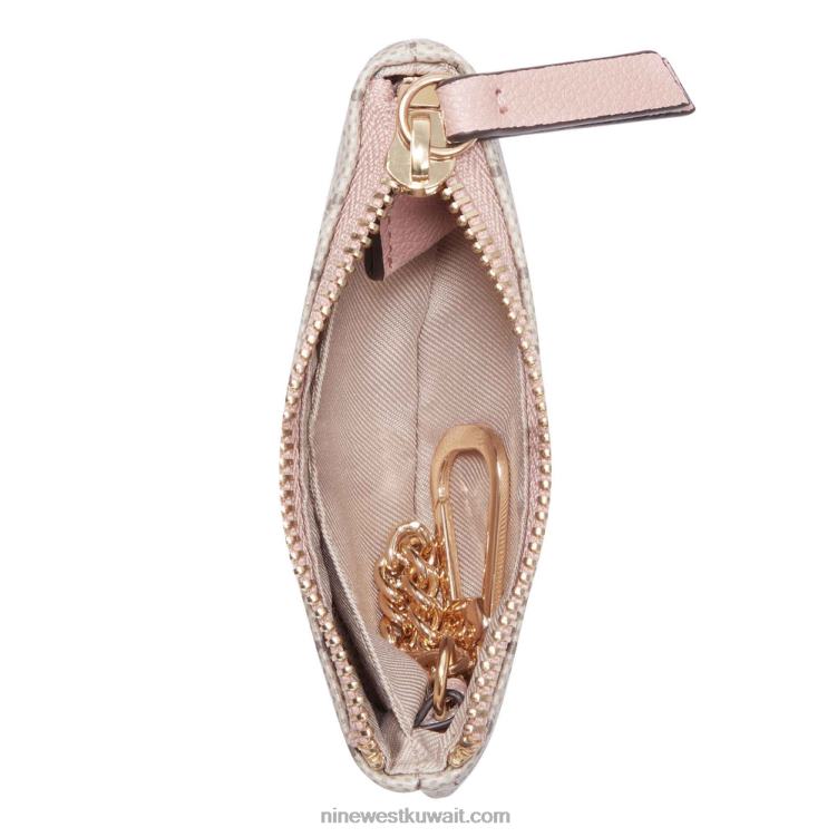Nine West لاوسون مفتاح الدائري الحقيبة البريدي شعار بيج / وردي حديث VVL082845