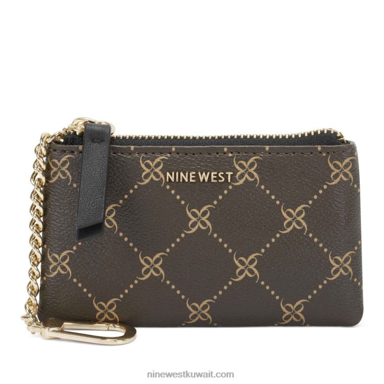 Nine West لاوسون مفتاح الدائري الحقيبة البريدي بني / أسود VVL082850