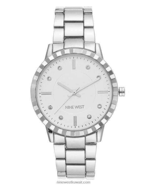 Nine West ساعة بسوار مزخرف لهجة الفضة VVL082863