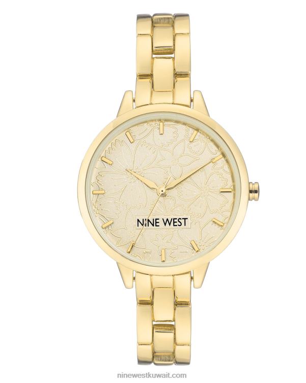 Nine West ساعة سوار الاتصال الهاتفي الأزهار لهجة ذهبية VVL082866