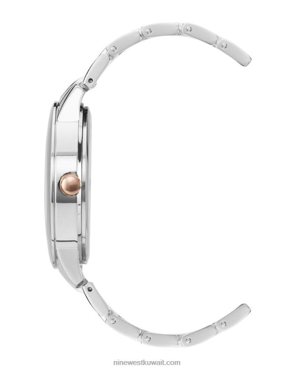 Nine West ساعة سوار معدني الهاتفي الأزهار لهجة الفضة VVL082873