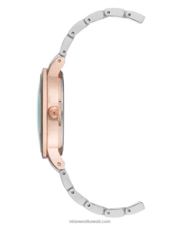 Nine West ساعة بسوار مع علبة متناقضة لهجة الفضة VVL082888