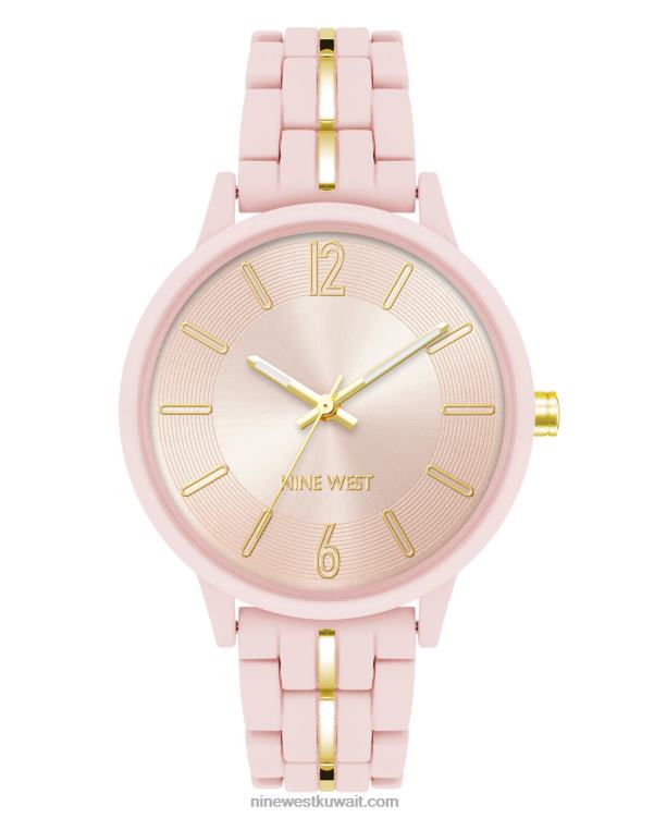 Nine West ساعة معدنية بسوار مطاطي معلمةVVL082904