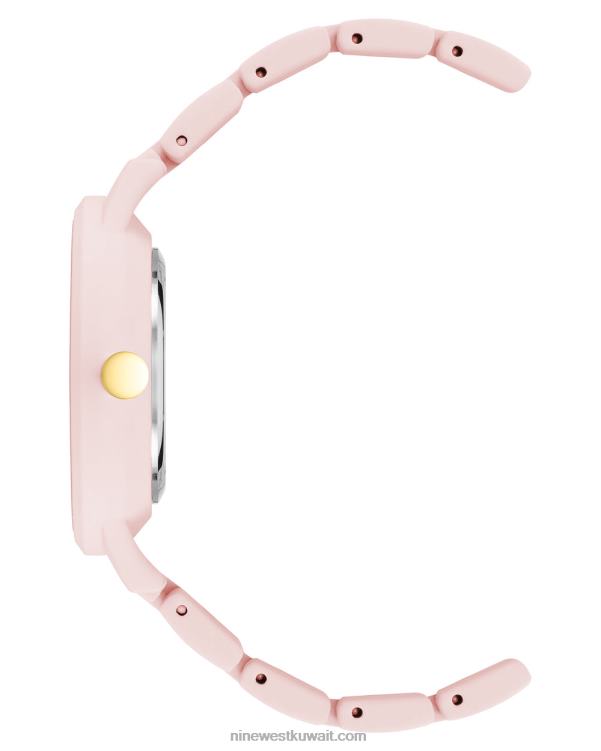 Nine West ساعة معدنية بسوار مطاطي معلمةVVL082904