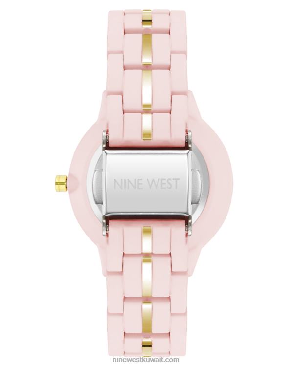 Nine West ساعة معدنية بسوار مطاطي معلمةVVL082904