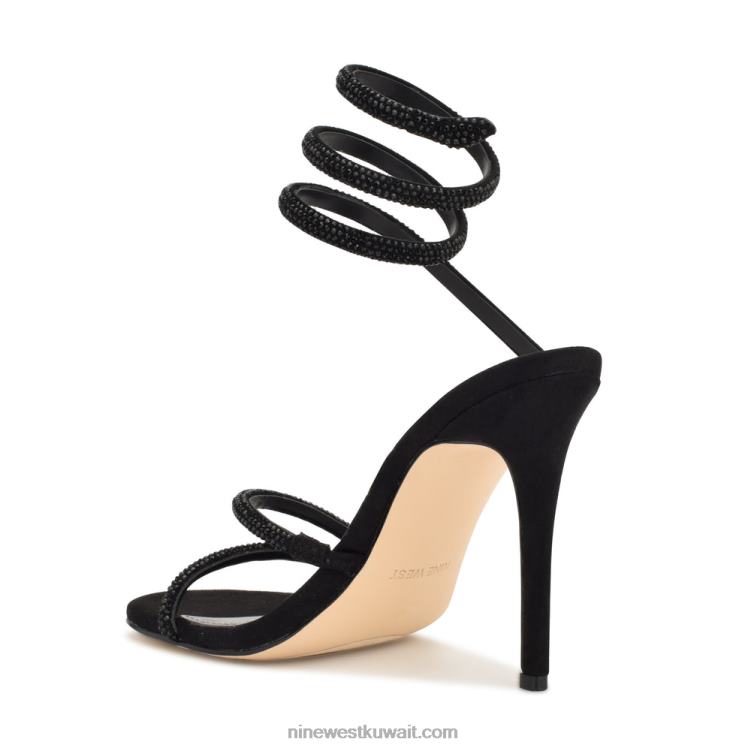 Nine West صندل بكعب من مسكيل جلد الغزال الأسود VVL08292