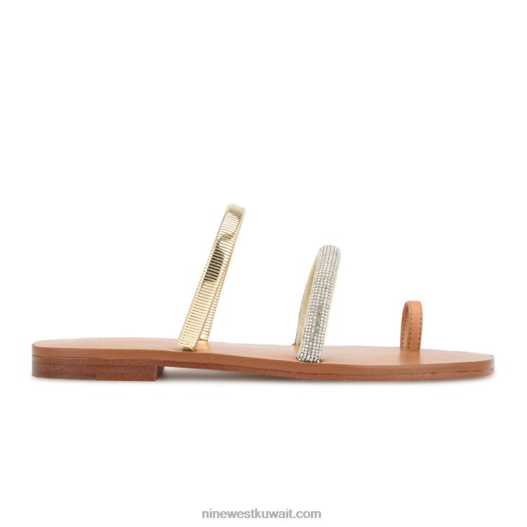 Nine West صندل منزلق مسطح مافيس الكريستال الذهب الطبيعي VVL083