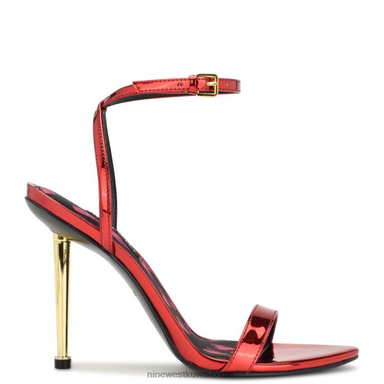 Nine West صندل رينا برباط كاحل قلوب معدنية مرآة حمراء VVL08311
