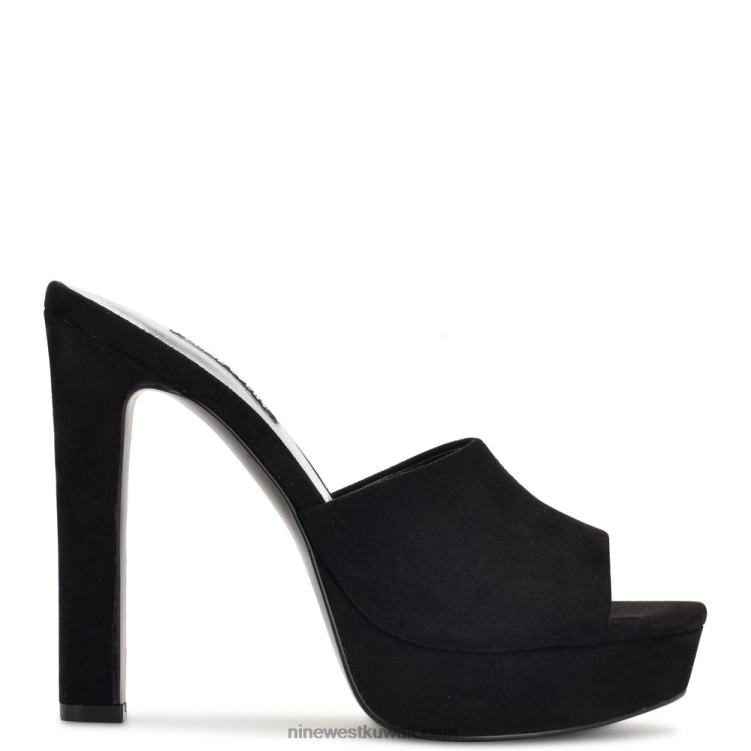Nine West صندل ذو نعل سميك ويليا جلد الغزال الأسود VVL08314