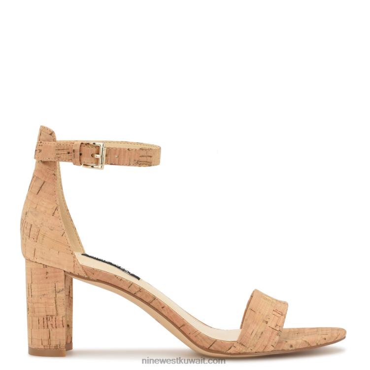 Nine West صندل برباط على الكاحل بكعب عريض الفلين الطبيعي VVL08334