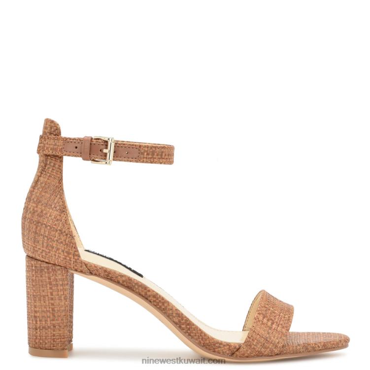 Nine West صندل برباط على الكاحل بكعب عريض الرافية البنية VVL08336