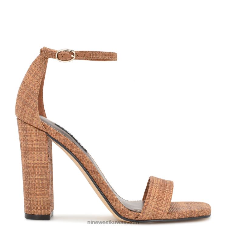 Nine West ماري صندل منسوج برباط كاحل الرافية البنية VVL08338