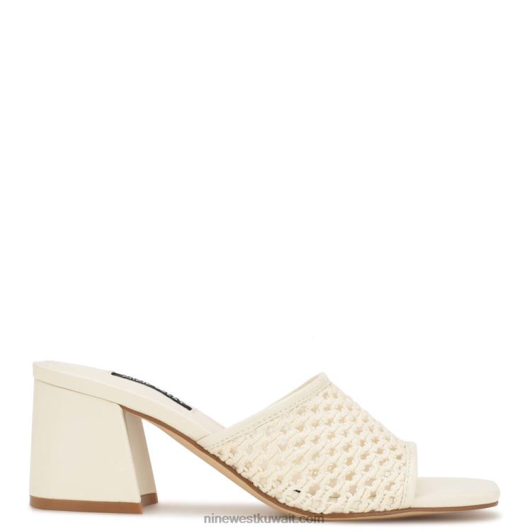 Nine West صندل كعب عريض أبيض VVL08344