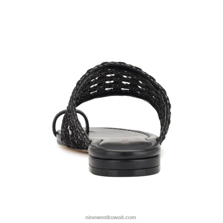 Nine West نولا صندل مسطح منزلق نسج أسود VVL0835