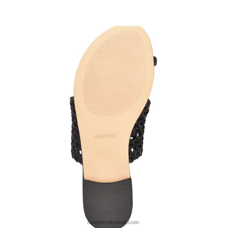 Nine West نولا صندل مسطح منزلق نسج أسود VVL0835