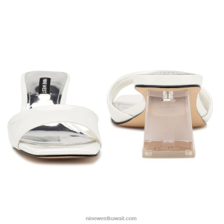 Nine West الصنادل ذات الكعب البلوطي براءة اختراع بيضاء VVL08362