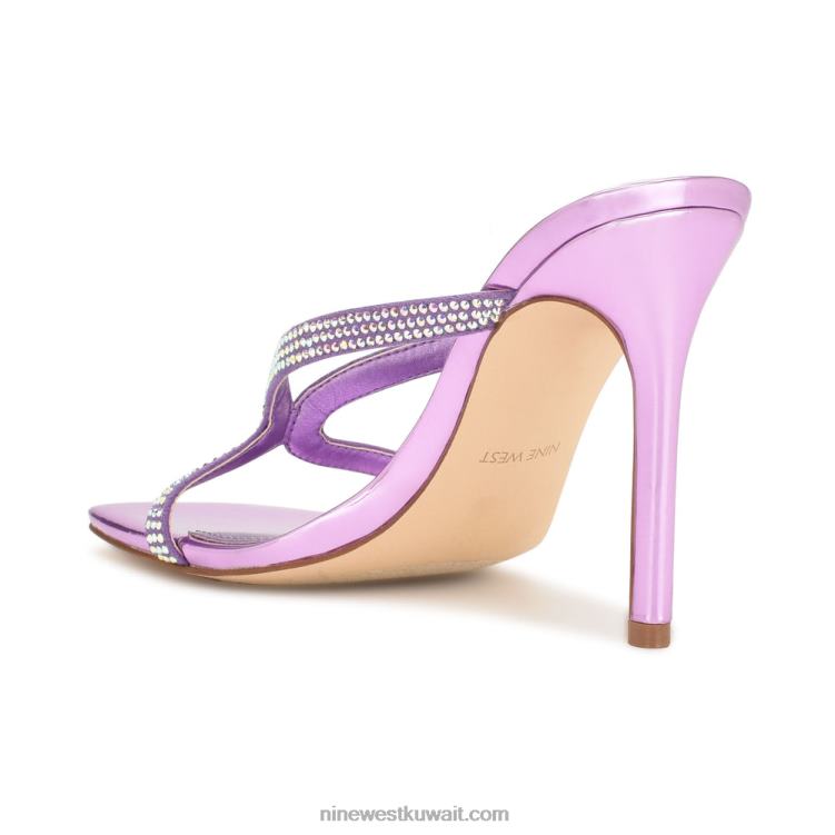 Nine West الصنادل الانزلاق تويست بكعب لامع أرجواني VVL08368