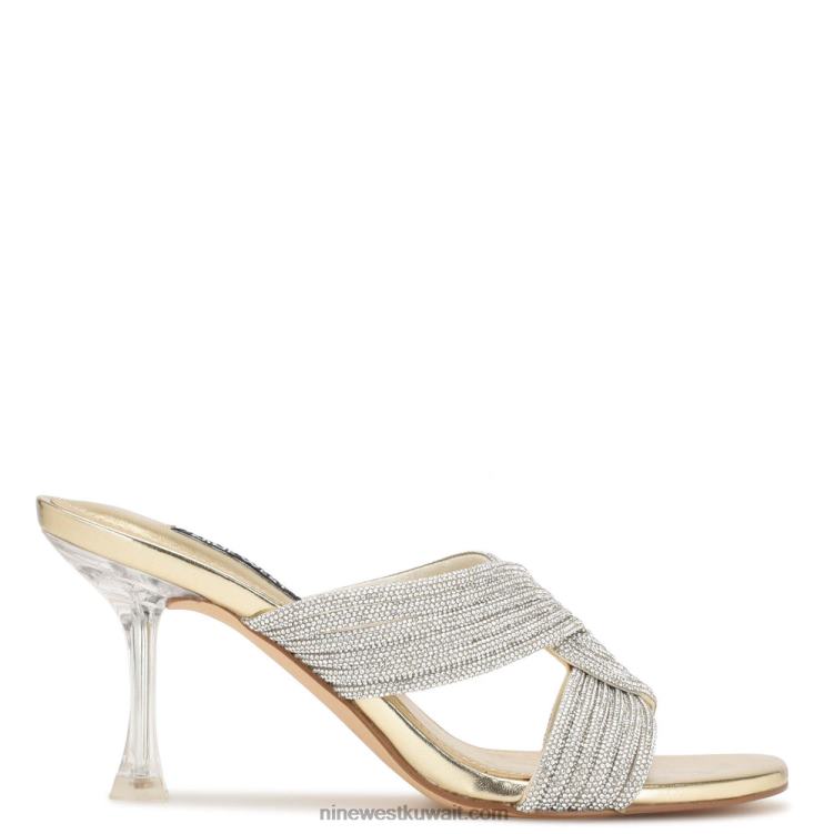 Nine West صندل منزلق أنيق بكعب الكريستال الذهب VVL08373