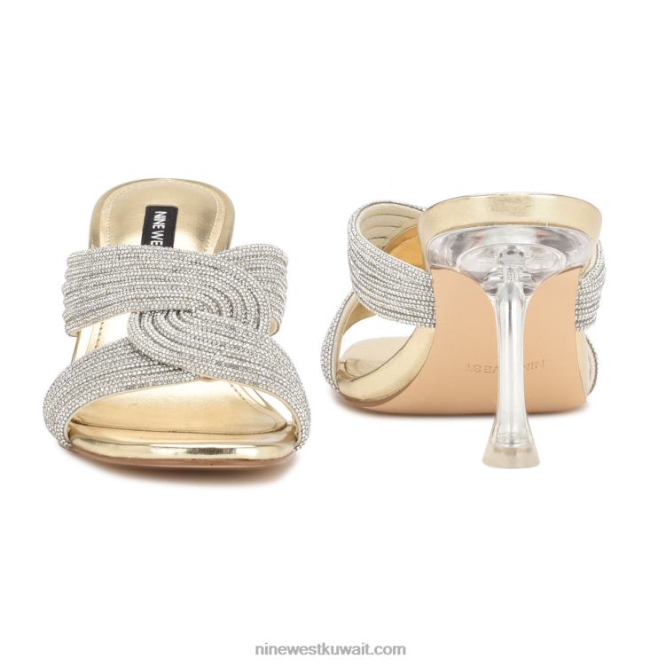 Nine West صندل منزلق أنيق بكعب الكريستال الذهب VVL08373