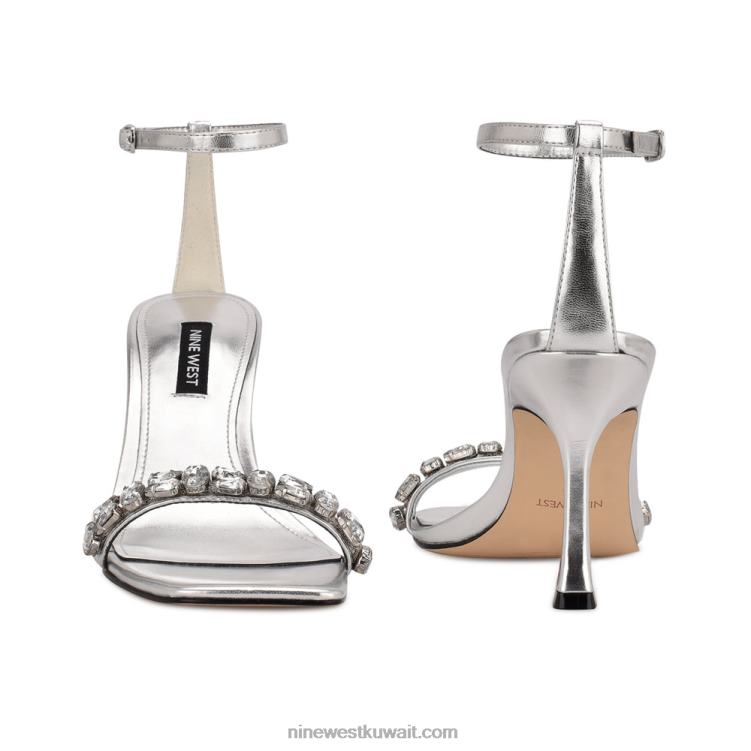 Nine West صندل يازمين برباط كاحل المعدني الفضي VVL08375