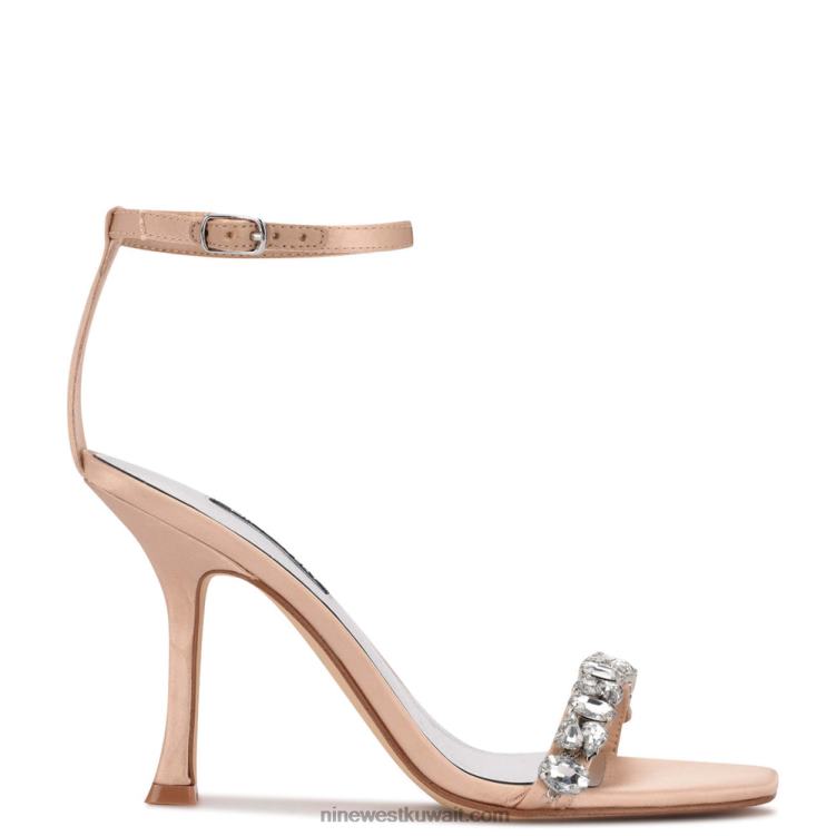 Nine West صندل يازمين برباط كاحل الكريستال الساتان الطبيعي VVL08376