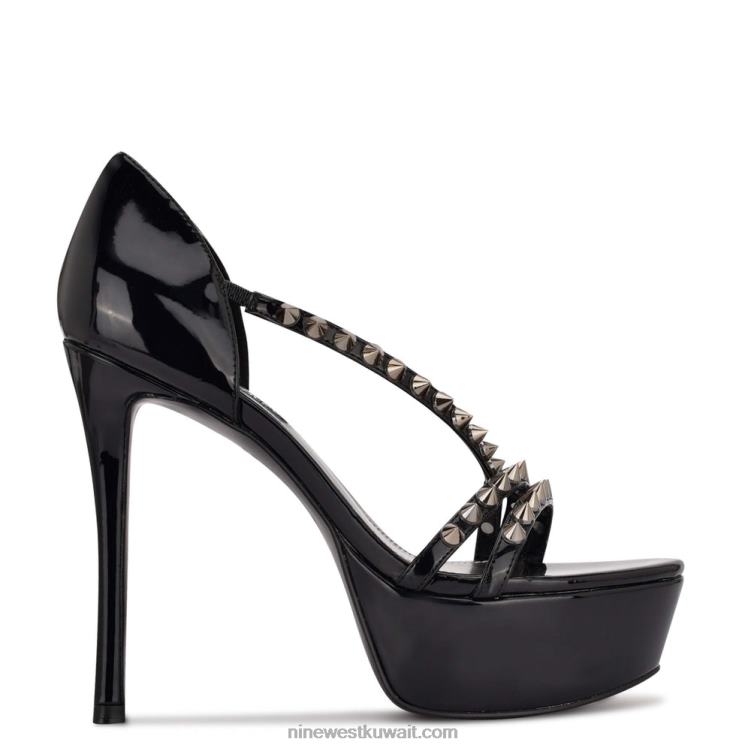 Nine West صندل بلاتفورم فابلا أسود براءة اختراع VVL08385