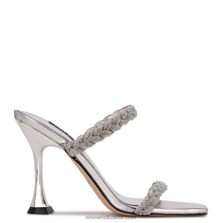 Nine West صندل منزلق رشيق الكريستال الفضي VVL08386