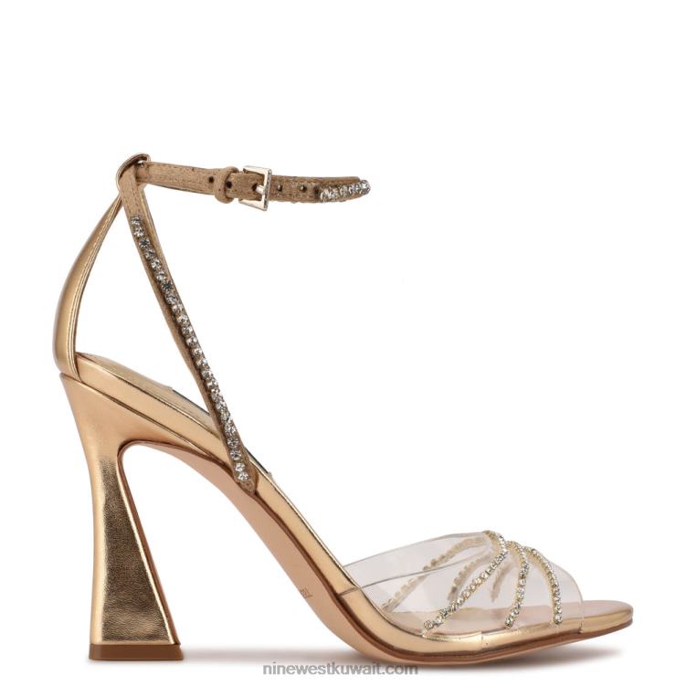 Nine West صندل بكعب كلاس الذهب / الكريستال الشفاف VVL08403