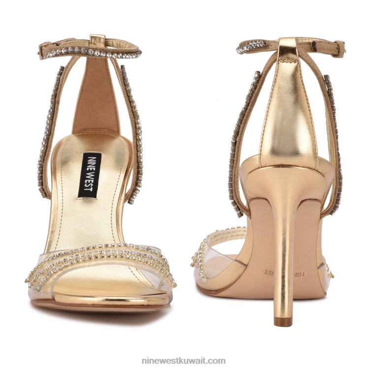 Nine West صندل بكعب كلاس الذهب / الكريستال الشفاف VVL08403