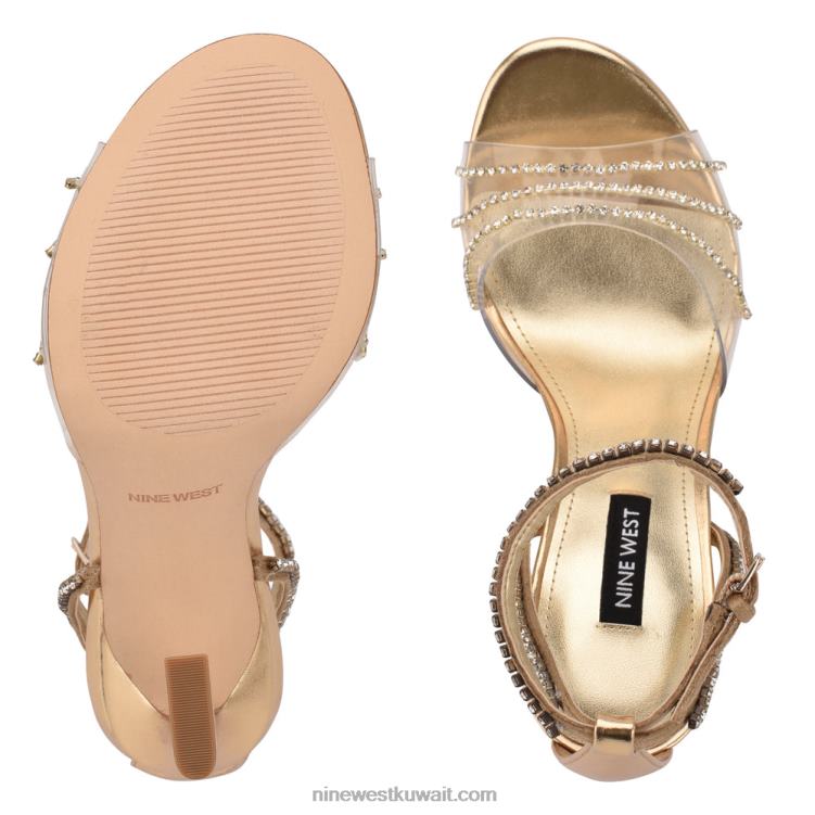 Nine West صندل بكعب كلاس الذهب / الكريستال الشفاف VVL08403