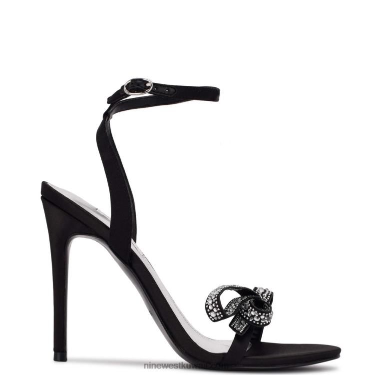 Nine West الزواج من الصنادل ذات الكعب العالي الكريستال الساتان الأسود VVL08421