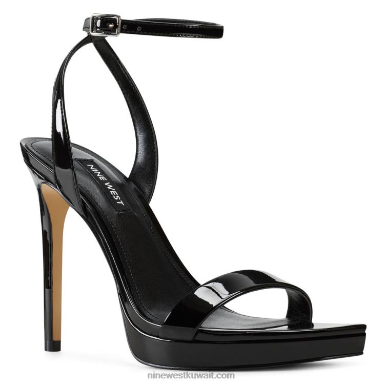 Nine West صندل زادي بحزام الكاحل أسود براءة اختراع VVL08436
