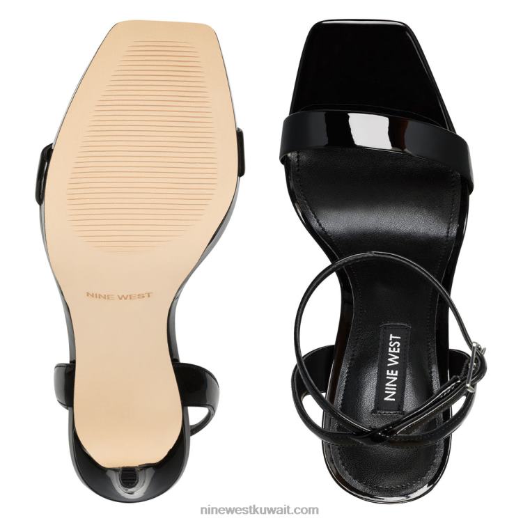 Nine West صندل زادي بحزام الكاحل أسود براءة اختراع VVL08436
