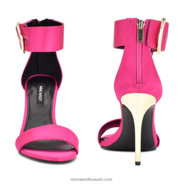 Nine West موفا صندل بكعب رباط الكاحل الكريستال الساتان الوردي VVL08440