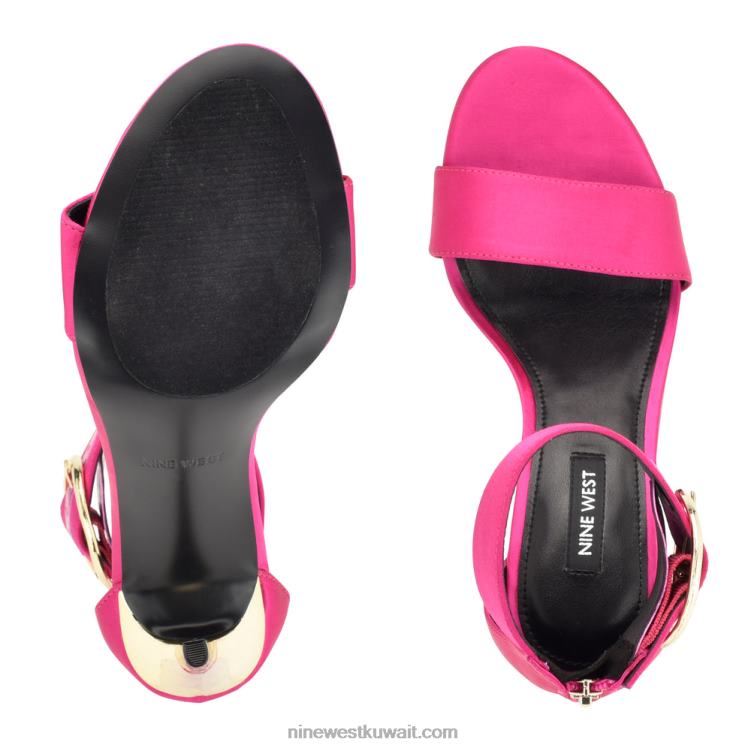 Nine West موفا صندل بكعب رباط الكاحل الكريستال الساتان الوردي VVL08440