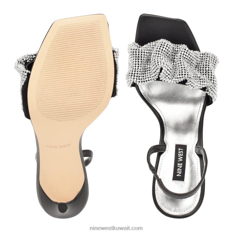 Nine West الصنادل ذات الكعب العالي الكريستال الأسود VVL08450