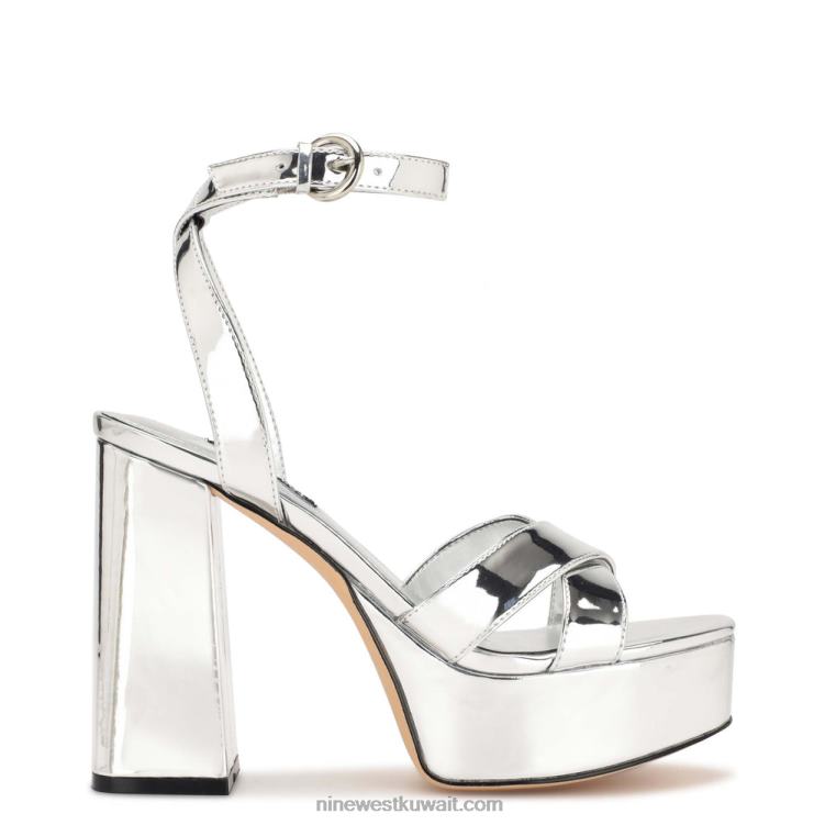 Nine West صندل منصة جويا مرآة فضية معدنية VVL08453