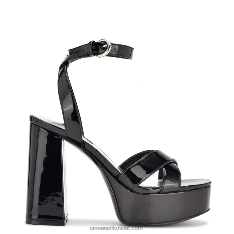 Nine West صندل منصة جويا أسود براءة اختراع VVL08454