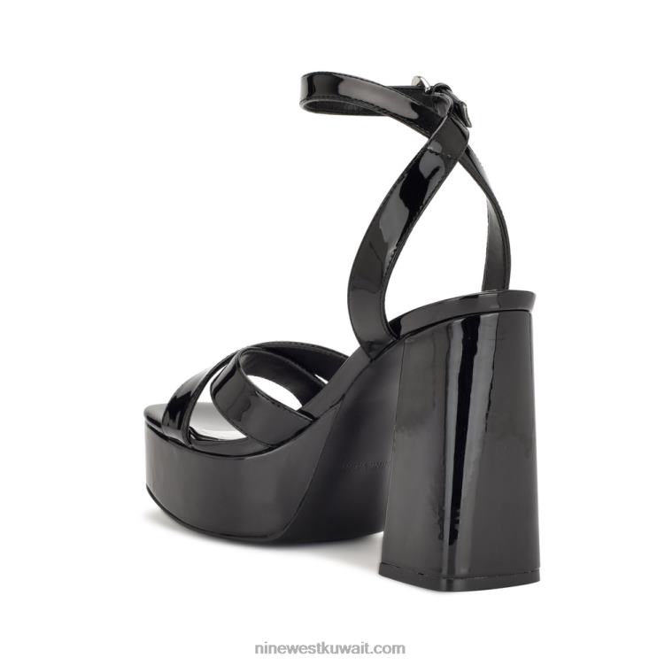 Nine West صندل منصة جويا أسود براءة اختراع VVL08454