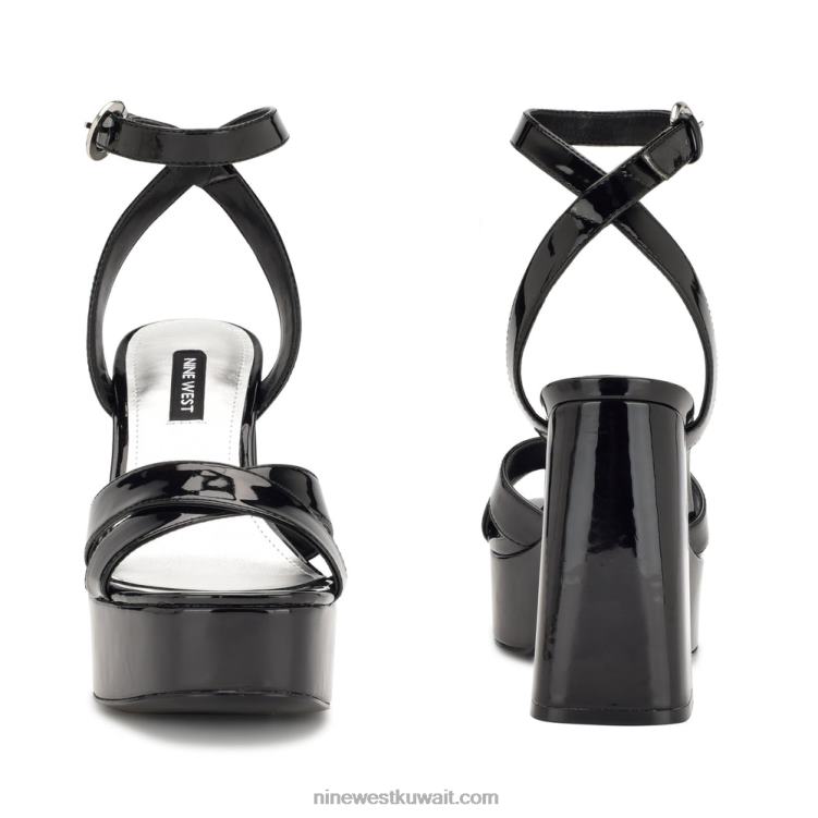 Nine West صندل منصة جويا أسود براءة اختراع VVL08454