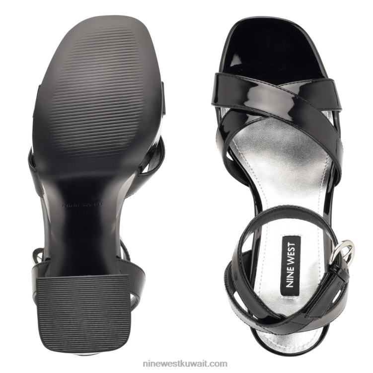 Nine West صندل منصة جويا أسود براءة اختراع VVL08454