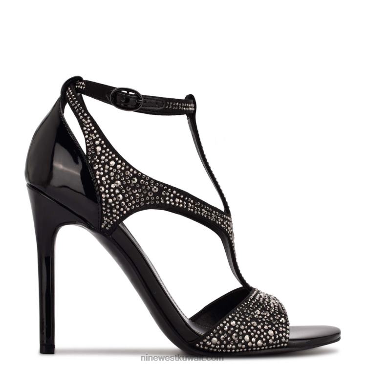 Nine West صندل بكعب ميتو رصع الأسود VVL08460