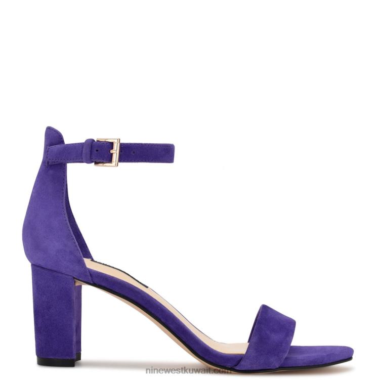 Nine West صندل برباط على الكاحل بكعب عريض جلد الغزال الأرجواني VVL08469