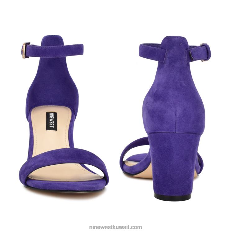 Nine West صندل برباط على الكاحل بكعب عريض جلد الغزال الأرجواني VVL08469