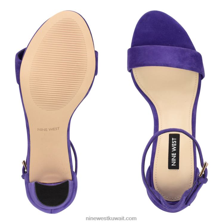 Nine West صندل برباط على الكاحل بكعب عريض جلد الغزال الأرجواني VVL08469