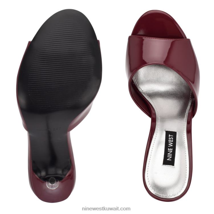 Nine West ديفاز صندل منزلق بكعب براءة اختراع البرقوق الداكن VVL08475