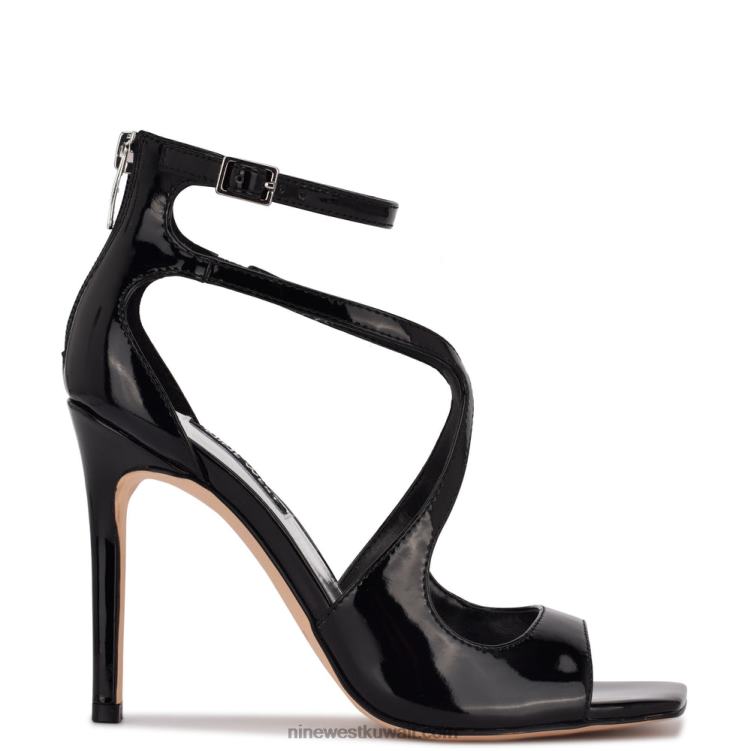 Nine West صندل برباط كاحل أسود براءة اختراع VVL08498