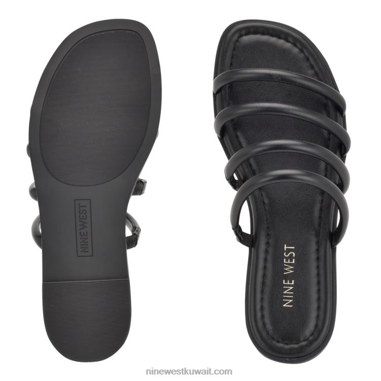 Nine West صندل منزلق مسطح بسعادة أسود VVL0853