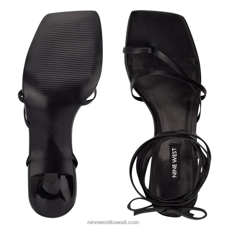 Nine West صندل بكعب ملفوف بينا أسود VVL08570