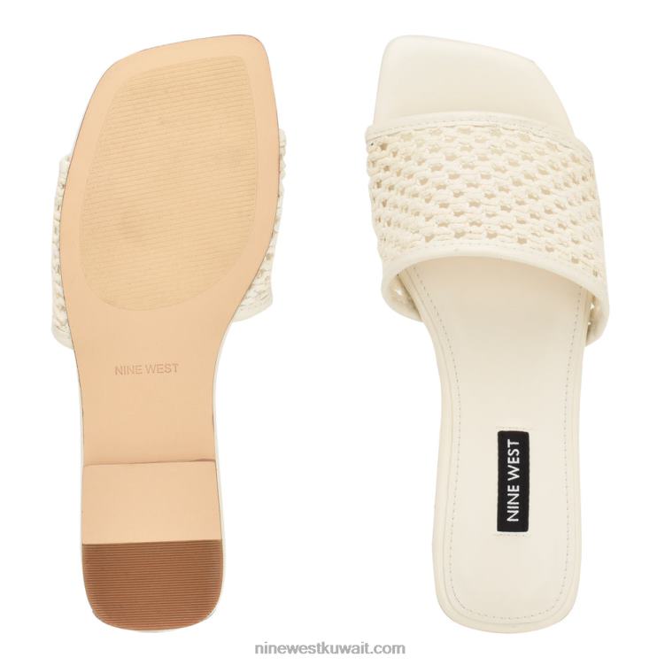 Nine West يصلح الصنادل المسطحة المنسوجة كريم شيك VVL0858